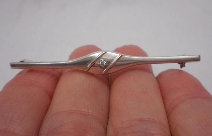 Zilveren modernist K&L broche nr.1706, Sieraden, Tassen en Uiterlijk, Broches, Zo goed als nieuw, Zilver, Zilver, 4 tot 7 cm, Verzenden