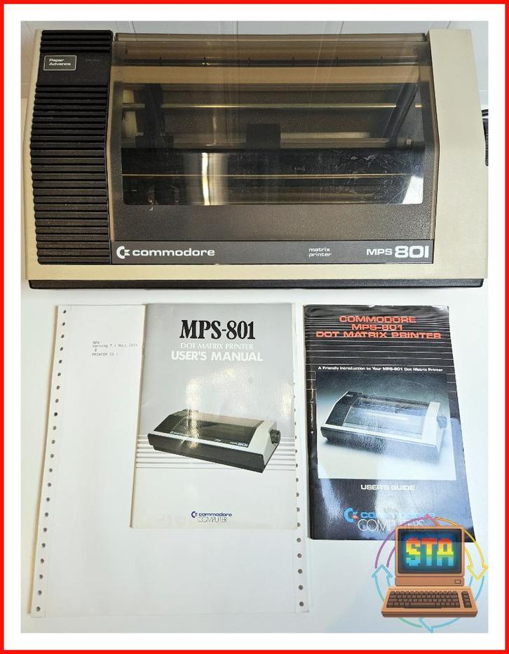 Commodore MPS-801 Dot Matrix Printer + Handl. / Kabel/Papier, Computers en Software, Vintage Computers, Ophalen of Verzenden