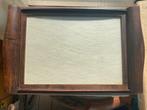 Antiek donkerhouten dienblad met glas, Ophalen of Verzenden