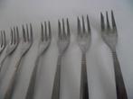 11 vintage RVS taartvorkje stippen decoratie 12 cm 1960 p st, Ophalen of Verzenden