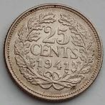 25 Cent 1941 Nederland WW2 Oude Zilver Munt WO2 Wilhelmina, Ophalen of Verzenden, Overige soorten, Nederland