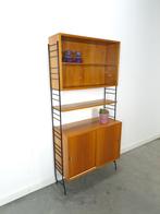 Modulair staand wandrek met kasten, zwart staal, wandkast, Ophalen of Verzenden, Gebruikt