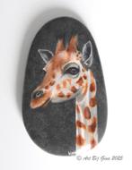 Mooie Giraf hand geschilderd op een riviersteen, Antiek en Kunst, Ophalen of Verzenden