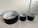 3 lampenkappen zwart zgan, 45 cm en 20 cm doorsnede, Ophalen of Verzenden, Zo goed als nieuw, Zwart, Rond