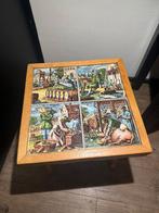 Vintage bijzettafel met tegelblad  rustieke retro stijl, Minder dan 45 cm, Minder dan 55 cm, Gebruikt, Q
