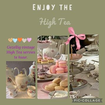 Vintage mix & match High Tea servies te huur, 10 pers €20 beschikbaar voor biedingen