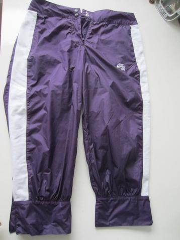 Nike air 3/4 paarse sport broek met ritsjes, maat 36