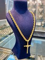 14k Gouden Robe Ketting met Kruis, Verstelbaar, Nieuw, Ophalen of Verzenden, Goud