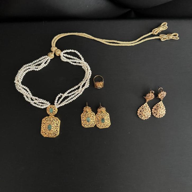 Prachtige Marokkaanse sieradenset, Sieraden, Tassen en Uiterlijk, Kettingen, Zo goed als nieuw, Zilver, Goud, Ophalen of Verzenden