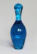 Blauw Glazen Bowling Kegel met gekontroleerde luchtbellen, Antiek en Kunst, Ophalen of Verzenden