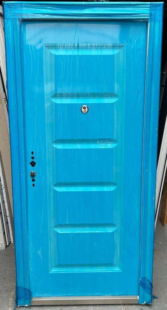 Stalen voordeur 13 puntssluiting 99 x 206,5 cm Links Wit, Doe-het-zelf en Verbouw, Deuren en Horren, Nieuw, Buitendeur, 200 tot 215 cm