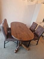 Houten eettafel met 6 stoelen, Antiek en Kunst, Ophalen