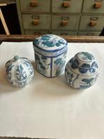 Set van 3 Chinese porseleinen potjes handbeschilderd vintage, Antiek en Kunst, Ophalen of Verzenden