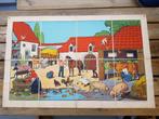 De boerderij oude schoolplaat uit Frankrijk litho op canvas.