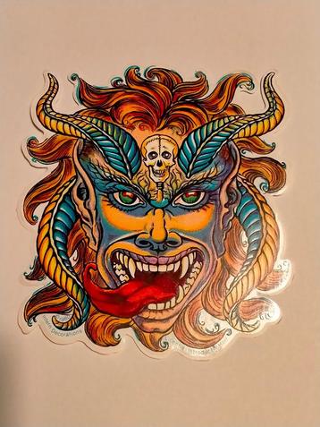 Chinees Masker vintage Gothic logo sticker skull  beschikbaar voor biedingen