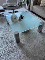 Glazen salon tafel 90x109 cm, Huis en Inrichting, Tafels | Salontafels, Ophalen, 100 tot 150 cm, 50 tot 100 cm, Zo goed als nieuw