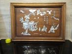 Antiek chinees of vietnamees houten paneel met parelmoer, Antiek en Kunst, Ophalen of Verzenden
