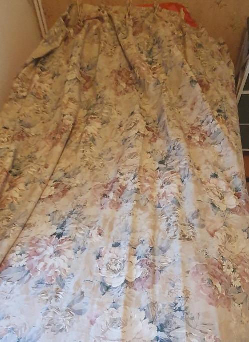 4 x gevoerde gordijnen, bloemengordijnen brocante  2048, Huis en Inrichting, Stoffering | Gordijnen en Lamellen, Gebruikt, Ophalen of Verzenden