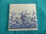 Heinen Delfts blauw decoratie tegel bloemen print Majolica, Ophalen of Verzenden, Nieuw