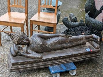 Grote bronzen boeddha 135 breed. Midden vorige eeuw  beschikbaar voor biedingen