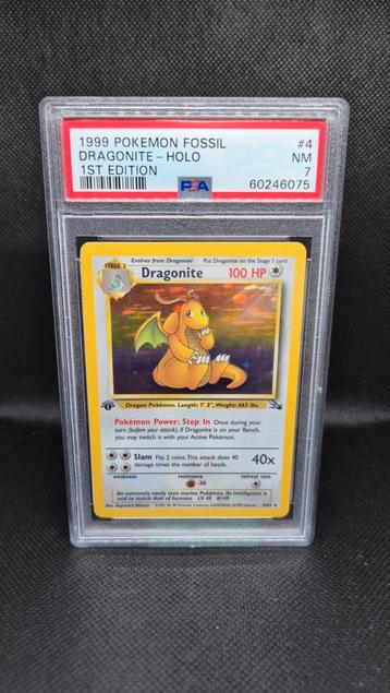 Dragonite Holo 1st Edition Fossil PSA 7 (Bekijk andere ads!) beschikbaar voor biedingen