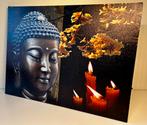 Boeddha op canvas met Led verlichting, Schilderij, Ophalen of Verzenden, Zo goed als nieuw
