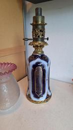 porseleinen olielamp kobaltblauw met gouden omlijsting, Antiek en Kunst, Ophalen of Verzenden