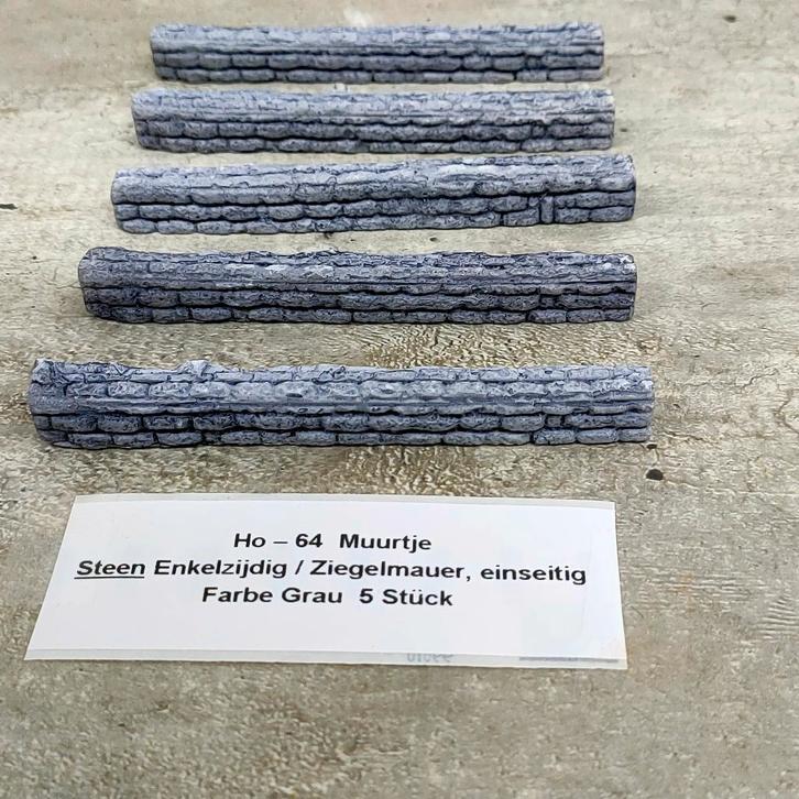 Ho – 64  Muurtjes / Afrastering  Enkelzijdig STEEN  Motief, Hobby en Vrije tijd, Modeltreinen | H0, Nieuw, Natuur, Gelijkstroom
