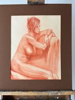 Naakt van Frits Pieters, rood krijt, 52 x 62 cm, Ophalen of Verzenden