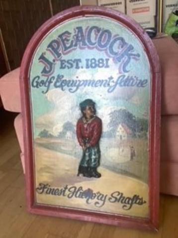 J.Peacock vintage reclamebord wandbord sportbord houten bord beschikbaar voor biedingen