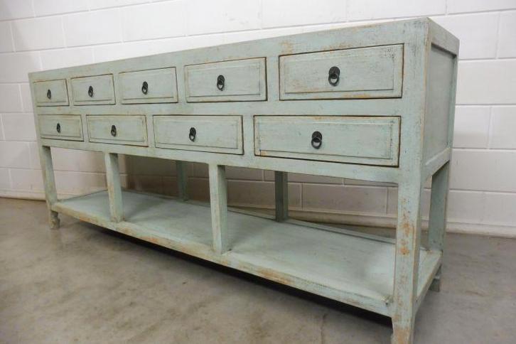 Side Table Shabby Chic landelijk, Huis en Inrichting, Tafels | Sidetables, Nieuw, 25 tot 50 cm, 150 tot 200 cm, Rechthoekig, Overige houtsoorten