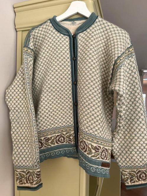 Prachtig Dale vest – lichtblauw, wit, bruine details – XL, Kleding | Dames, Truien en Vesten, Zo goed als nieuw, Maat 46/48 (XL) of groter