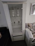 Witte Vitrinekast met Verlichting, Ophalen, 100 tot 150 cm, Glas, Modern