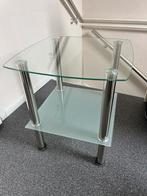 Bijzettafel glas chroom, Huis en Inrichting, Tafels | Bijzettafels, Minder dan 55 cm, Rond, Ophalen, 45 tot 60 cm