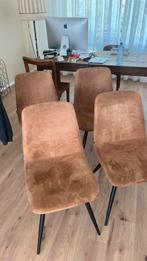 Set van 4 bruine eetkamer stoelen, Ophalen, Gebruikt, Zwart, Vier