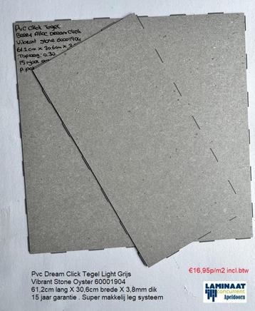 Pvc Dream Click Tegel Vibrant Stone Oyster Grijs €16,95m2  beschikbaar voor biedingen