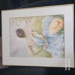 aquarel in messing lijst, Antiek en Kunst, Ophalen