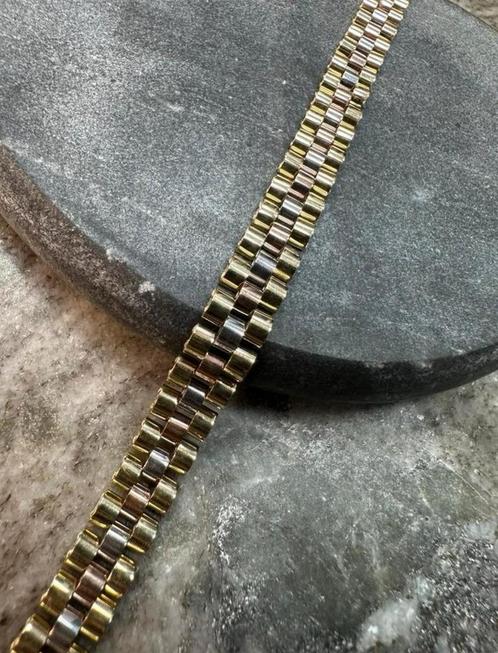 14K gouden Tricolor armband, Sieraden, Tassen en Uiterlijk, Armbanden, Nieuw, Goud, Goud, Ophalen of Verzenden