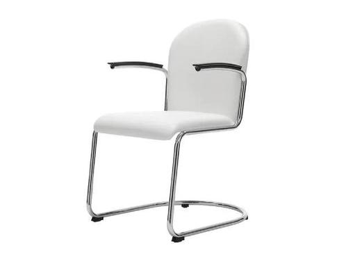 De Gispen Stoel 413 R, Huis en Inrichting, Stoelen, Zo goed als nieuw, Eén, Leer, Wit, Ophalen
