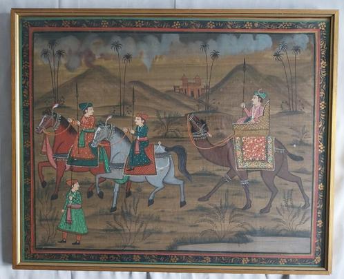 Indiase zijde kunst - Sultan op kameel - 1940, Antiek en Kunst, Kunst | Niet-Westerse kunst, Ophalen of Verzenden