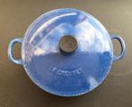 Le Creuset : ronde blauwe kookpot in gietijzer, Kookpan of Snelkookpan, Gebruikt, Gietijzer, Ophalen of Verzenden