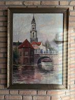 Olieverfschilderij Delft Nieuwe Kerk Henk Dijkman 100 x 70cm, Antiek en Kunst, Ophalen