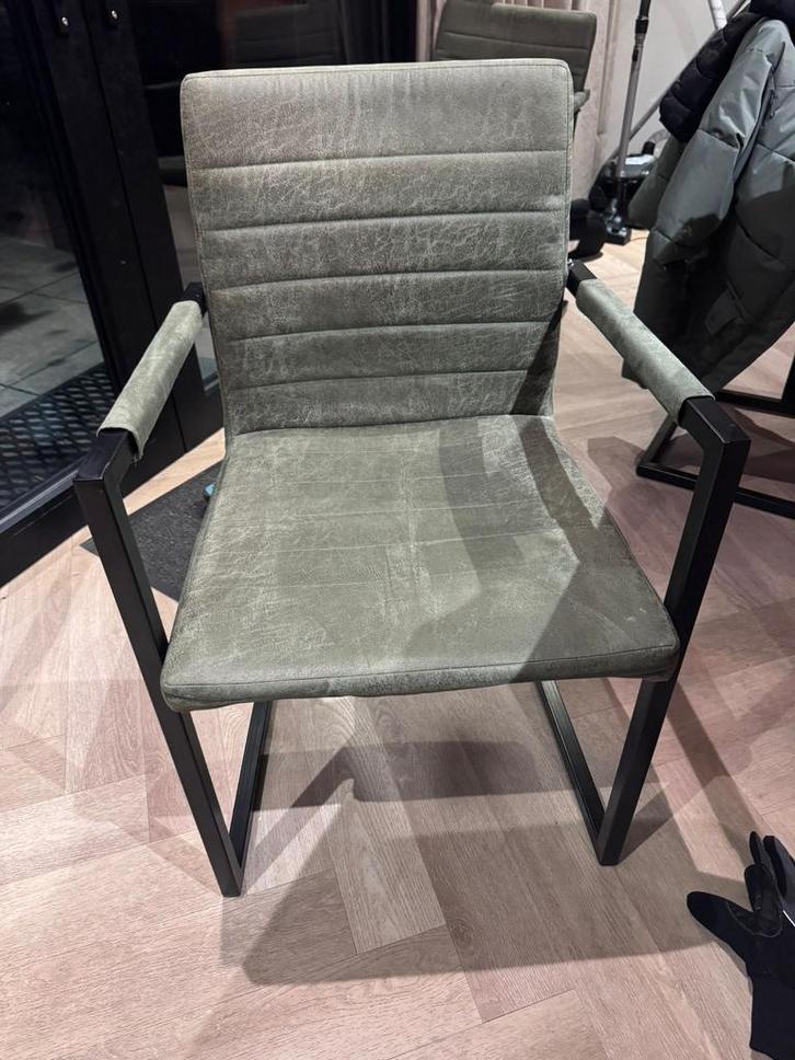 5 Groene Eetkamerstoelen, Huis en Inrichting, Stoelen, Gebruikt, Vijf, Zes of meer stoelen, Metaal, Overige kleuren, Ophalen of Verzenden