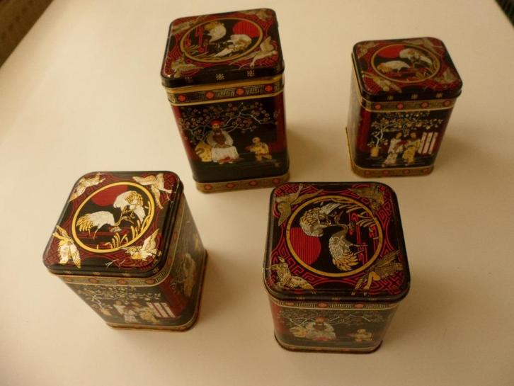 4+1 blikken Chinese voorstelling vintage, Verzamelen, Blikken, Gebruikt, Overige, Overige merken, Ophalen of Verzenden