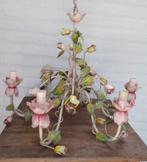 Vintage Italiaanse hanglamp kroonluchter met rozen uit j.50, Huis en Inrichting, Lampen | Kroonluchters, Ophalen, Gebruikt, Metaal
