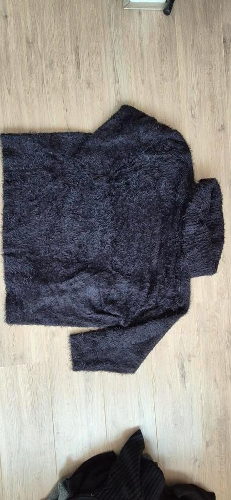 Zwarte harige fluffy col trui maar 52/54, Kleding | Dames, Grote Maten, Zo goed als nieuw, Trui of Vest, Zwart, Ophalen of Verzenden
