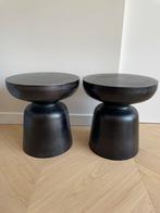 2x WOOOD Bijzettafel zwart metaal nachtkastje, Ophalen, Gebruikt