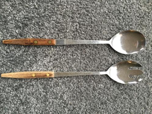 Vintage Japanse slacouvertset – roestvrij staal & teak 27 cm, Verzamelen, Retro, Huis en Inrichting, Ophalen of Verzenden