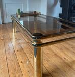 Vintage glazen salontafel met gouden frame, Ophalen, Gebruikt, 100 tot 150 cm, 50 tot 100 cm