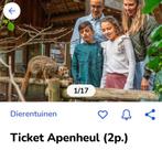 2 tickets apenheul, Twee personen, Ticket of Toegangskaart
